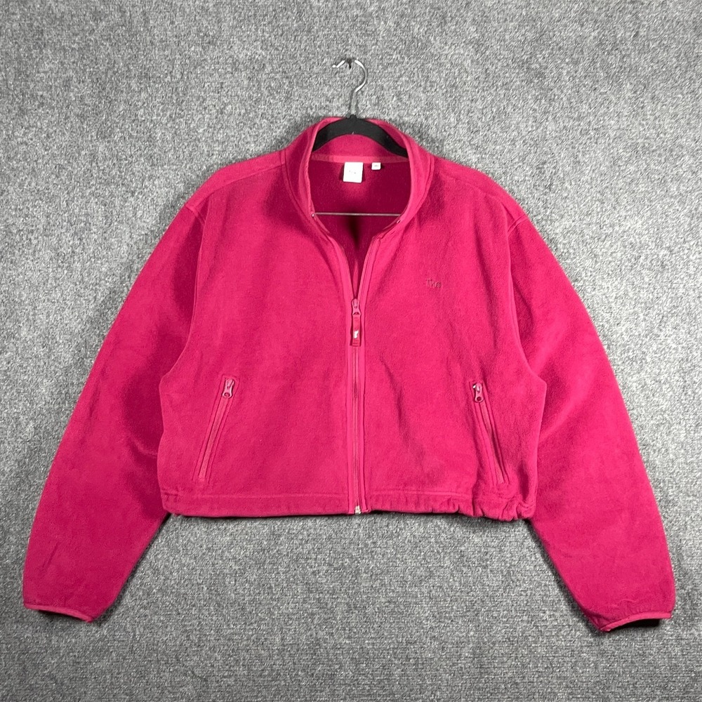 Aritzia Sno Polar Zip-Up Bold Fuchsia Mock Neck Crop Womens Size XL #2762
